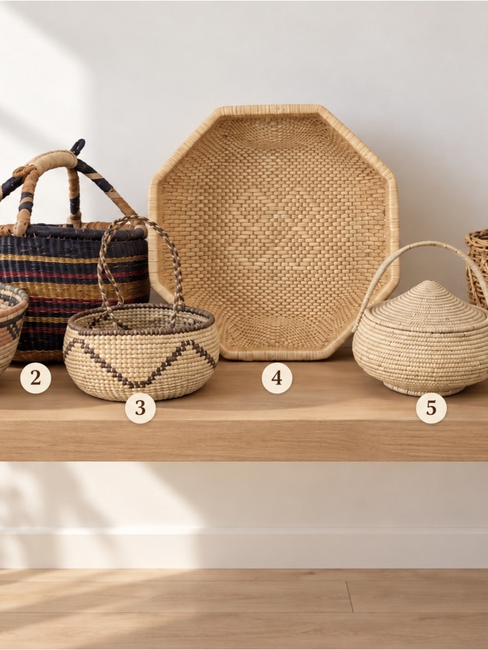 Vintage Handwoven Natural Rattan Basket #2